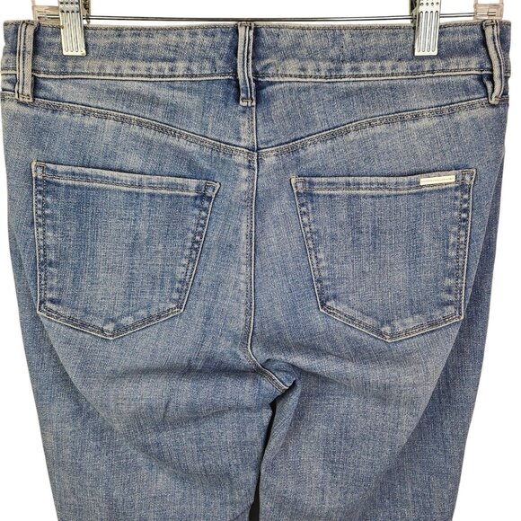 White House Black Market The Slim Ankle Mid Rise Jeans Size 4 Cuffed Chain Detai - Picture 5 of 12